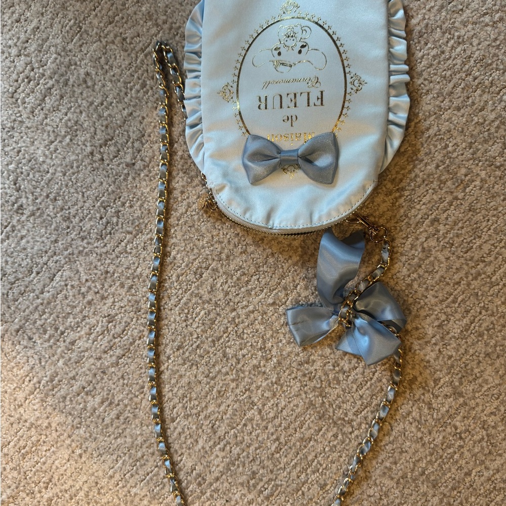 Kids Satin Bow Crossbody Bag - Light Blue